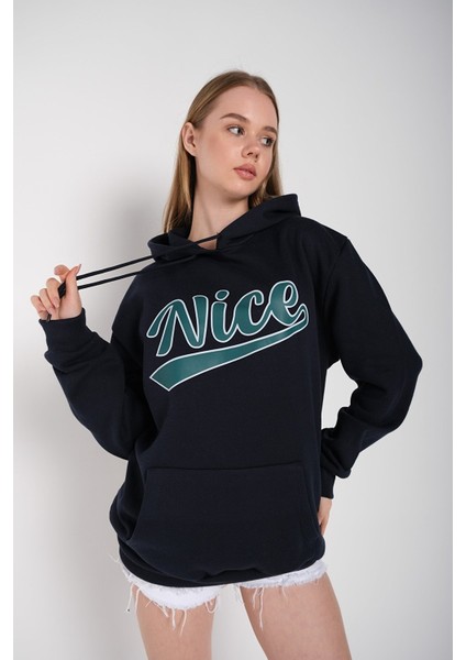 Kadın Oversize Nice Baskılı Sweatshirt