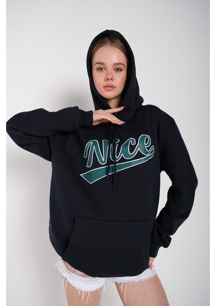 Kadın Oversize Nice Baskılı Sweatshirt