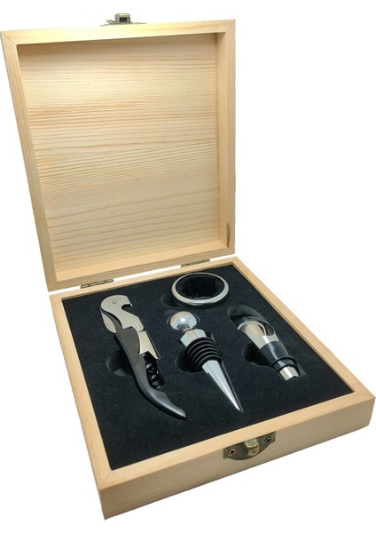 Ahşap Şarap Tirbüşon Şaraplık Şarap Açacağı Seti CIN376