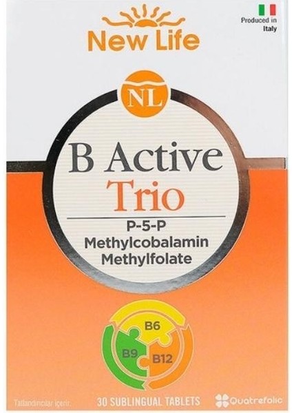 New Life B Active Trio B Vitamini Ve Folik Asit Içeren Takviye Edici Gıda 30 Dilaltı Tablet