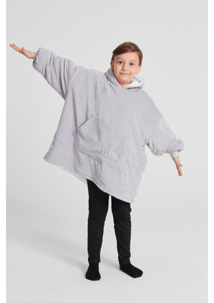 Çocuk Oversize Giyilebilir Battaniye Tek Beden Çok Rahat 12 Yaş Altı Unisex Hoodie Peluş Kapüşonlu Sweatshirt fırsatları