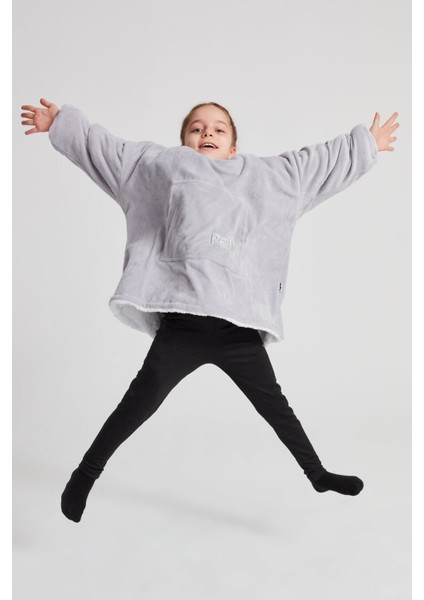 Çocuk Oversize Giyilebilir Battaniye Tek Beden Çok Rahat 12 Yaş Altı Unisex Hoodie Peluş Kapüşonlu Sweatshirt