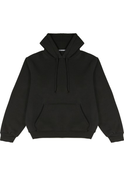 Siyah Oversize Kapüşonlu Sweatshirt