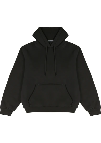 Welly Jones Siyah Oversize Kapüşonlu Sweatshirt