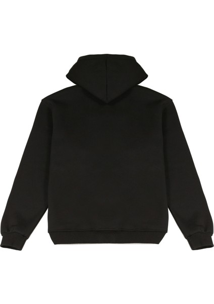 Siyah Oversize Kapüşonlu Sweatshirt