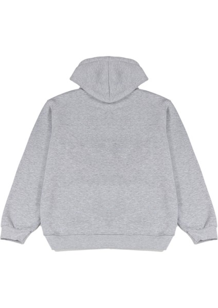 Gri Oversize Kapüşonlu Sweatshirt