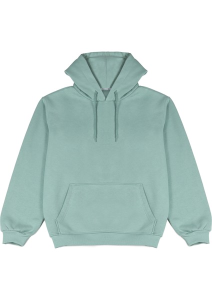 Mint Yeşili Oversize Kapüşonlu Sweatshirt