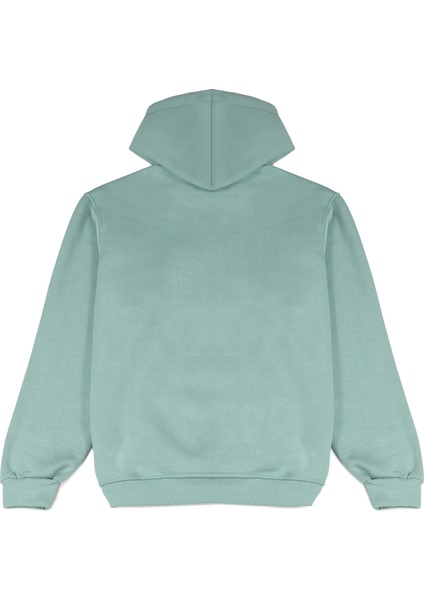 Mint Yeşili Oversize Kapüşonlu Sweatshirt