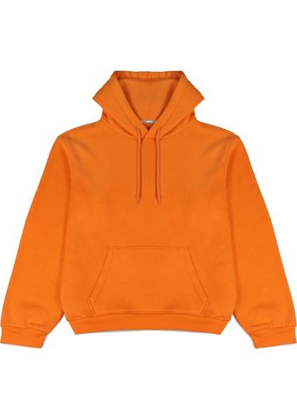 Turuncu Oversize Kapüşonlu Sweatshirt
