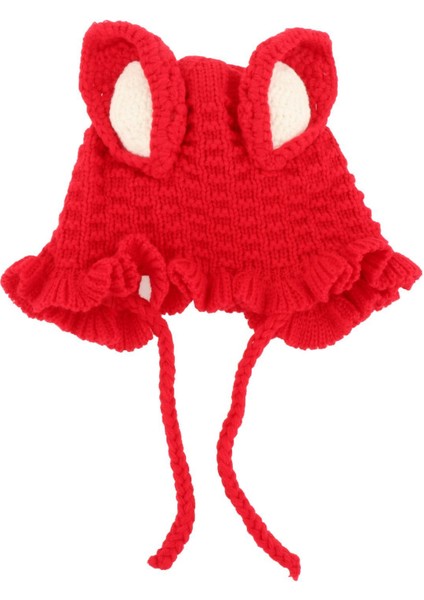 Bebek Örme Şapka Rahat Yün Saçak Şapka Kış Kızlar İçin Sıcak Şapka Çocuklar Kırmızı (Yurt Dışından)