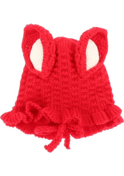 Bebek Örme Şapka Rahat Yün Saçak Şapka Kış Kızlar İçin Sıcak Şapka Çocuklar Kırmızı (Yurt Dışından) fiyatları