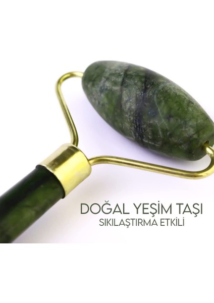 Mujgan | Yeşim Taşı | Jade Roller | Yüz Masaj Aleti | Doğal Taşlar (Yeşil)