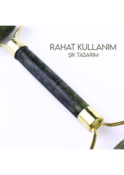 Mujgan | Yeşim Taşı | Jade Roller | Yüz Masaj Aleti | Doğal Taşlar (Yeşil)