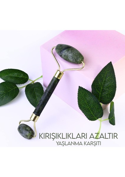 Mujgan | Yeşim Taşı | Jade Roller | Yüz Masaj Aleti | Doğal Taşlar (Yeşil)