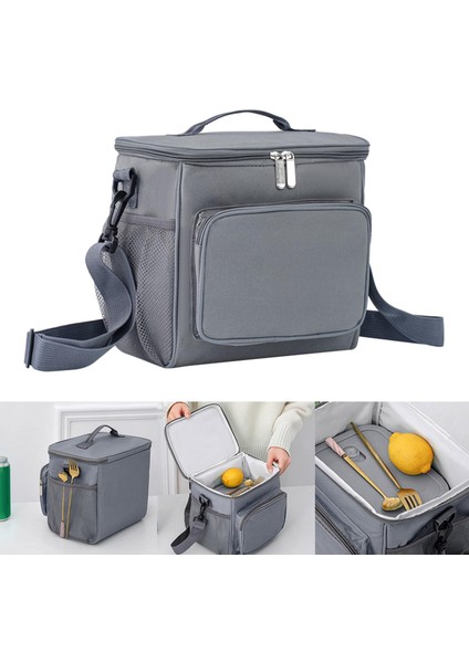 Yalıtımlı Termal Öğle Çantası Donabled Öğle Yemeği Kutusu Tutucu Kamp Gri Için Yeniden Kullanılabilir modelleri