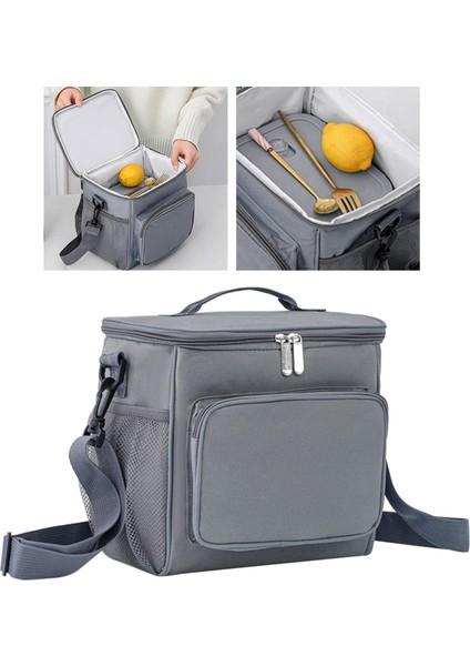 Yalıtımlı Termal Öğle Çantası Donabled Öğle Yemeği Kutusu Tutucu Kamp Gri Için Yeniden Kullanılabilir fırsatları