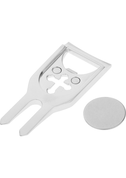 Golf Golfçü Pitch Yeşil Divot Onarım Aracı Metal Top Marker Groove Temizleyici Gümüş