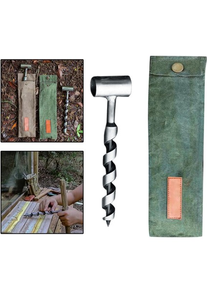 Ahşap Burgu Bushcraft Backpacking Punch Survival Çok Alet El Auger Anahtarı Yeşil 20MM