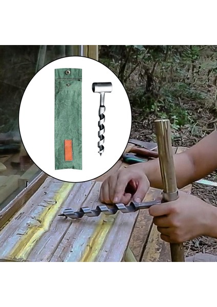 Ahşap Burgu Bushcraft Backpacking Punch Survival Çok Alet El Auger Anahtarı Yeşil 20MM