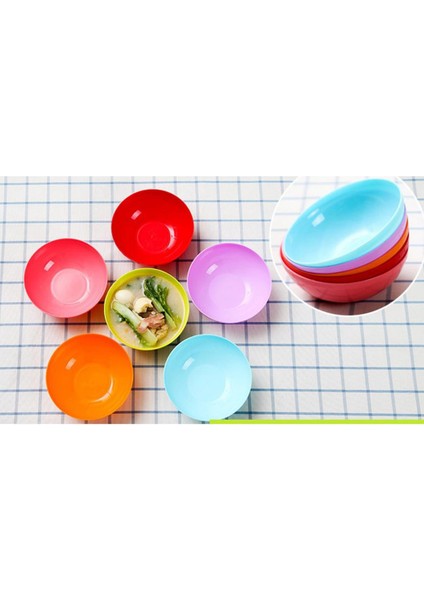 6pcs Çok Renkli Plastik Kaseler Tahıl Meyve Çorbası Konteyner Açık Mekan Kampı