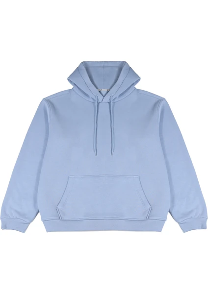 Welly Jones Mavi Oversize Kapüşonlu Sweatshirt