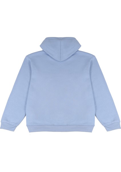 Mavi Oversize Kapüşonlu Sweatshirt