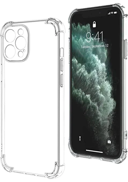 Caseart Apple iPhone 11 Pro Kapak Kamera Korumalı Antişok Airbag Köşe Korumalı Silikon Şeffaf Kılıf