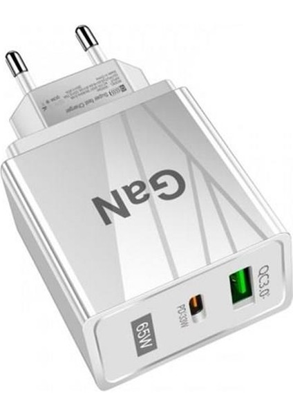 65W Gan Qc3.0 Pd Hızlı Başlığı 65W Gan Type-C + USB Şarj Adaptörü