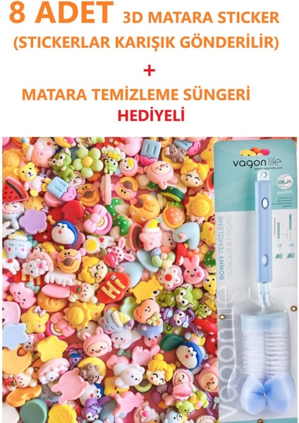3D Matara Sticker Seti 8 Adet Renkli Desenler ve Temizleme Süngeri