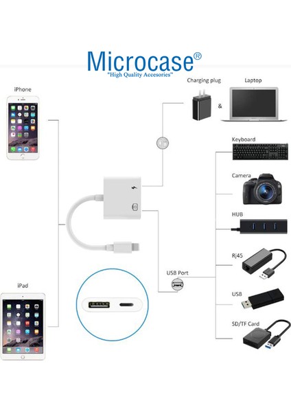 USB 3.0 Apple iPhone iPad Lightning Şarj ve Kamera Adaptörü - AL3187 modelleri