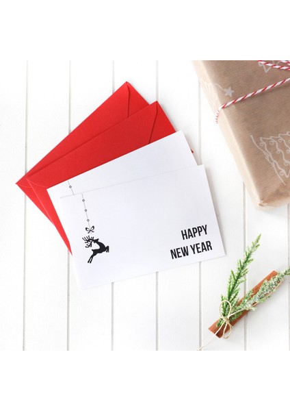 Yılbaşı zarflı kart seti, Happy New Year 4 adet