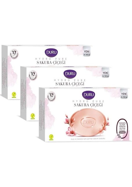 Hydro Pure Sabun 450gr Sakura Çiçeği 3lü Avantaj Paket