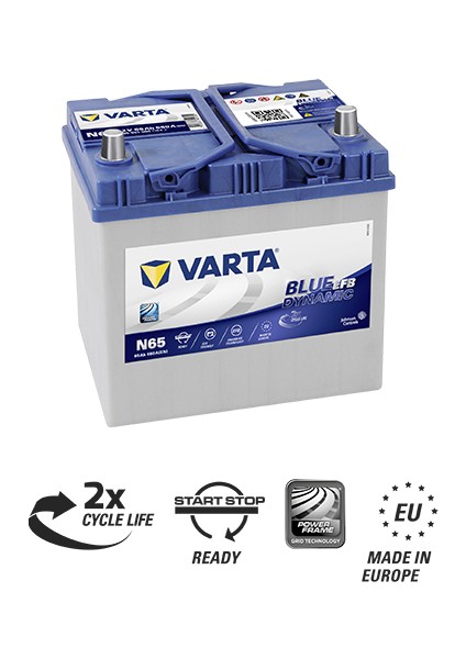 12V 65 Ah Amper 650A Varta Akü Start-Stop Efb Blue Dynamic N65