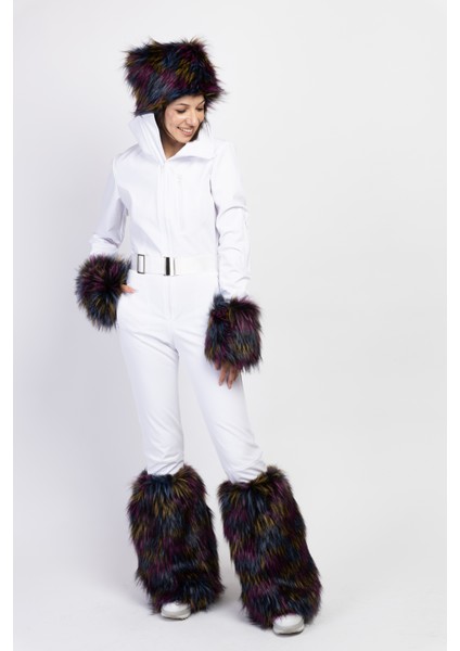 Sd Kürk Kalpak Detaylı Beyaz Kayak Tulumu fiyatları