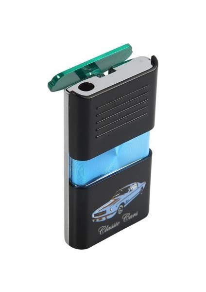 Tek Torch Siyah-Mavi Araba Desenli Puro Çakmağı