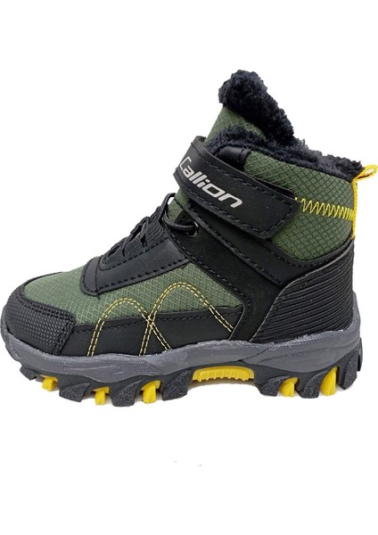 06P Deri Çocuk Sneakers Bot Haki Siyah Sarı modelleri