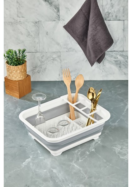 Katlanabilir Tabaklık - Katlanabilir Bölmeli Tabak ve Çatal & Kaşıklık