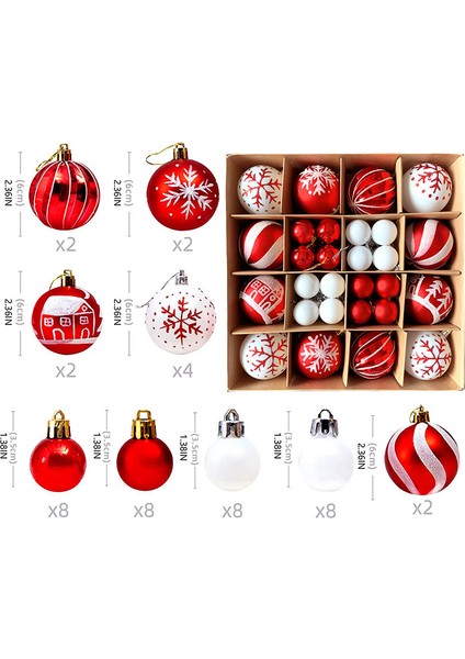 Noel Ağacı Dekorasyon Süsleri - Kırmızı (Yurt Dışından)
