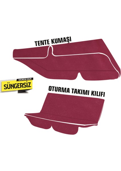 2 Kişilik Salıncak Minder Kılıfı (Süngersiz) Tenteli Bordo