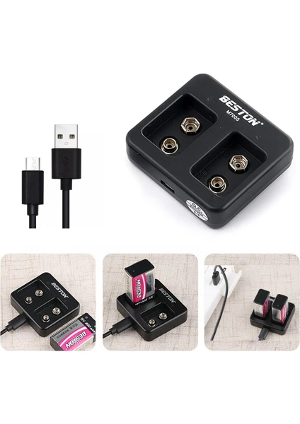 Pil Şarj Aleti Ikili 9V USB Beston M-7005