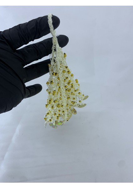 Kına ve Düğünler Için 3 Adet Boncuklu Halay Mendili El Işi Krem modelleri