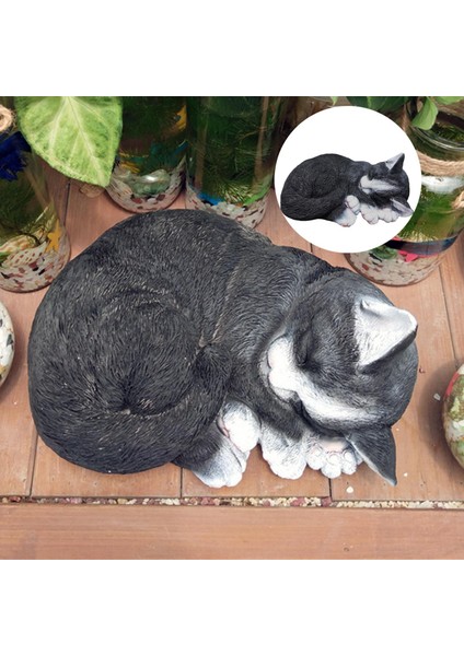Güzel Minyatür Uyuyan Kedi Heykel Süsleri Bahçe Ev Dekoru İçin Heykelcik (Yurt Dışından) indirimleri