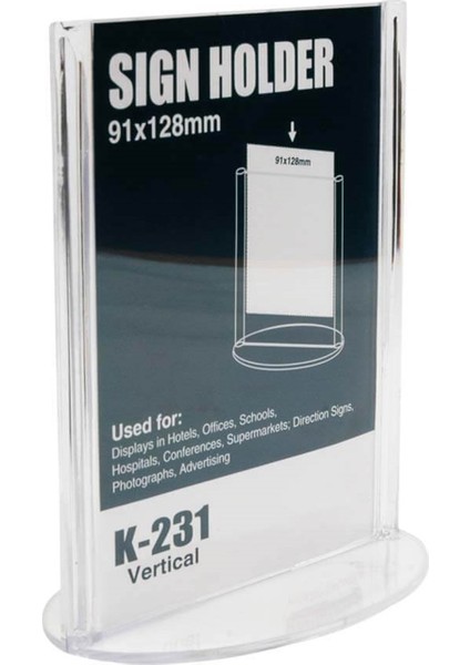 Oval Tabanlı Masaüstü Dikey Menü Tutucu Föylük 91X128MM