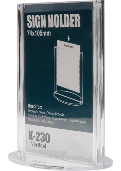 Oval Tabanlı Masaüstü Dikey Menü Tutucu Föylük 74X105MM