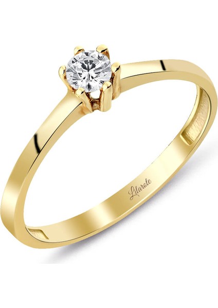 6 Tırnaklı Tektaş Mini Altın Yüzük