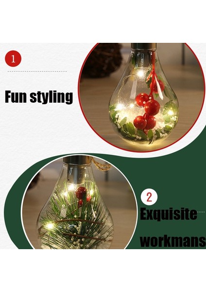 2 Adet LED Şeffaf Noel Plastik Ampul Top Noel Ağacı Dekorasyon Kolye(Yurt Dışından)