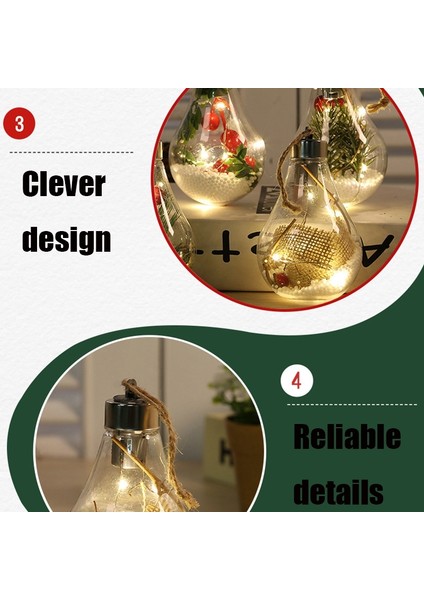 2 Adet LED Şeffaf Noel Plastik Ampul Top Noel Ağacı Dekorasyon Kolye(Yurt Dışından)