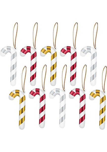 10 Paket Noel Süs Noel Ağacı Kolye J-Şekilli Baston(Yurt Dışından)
