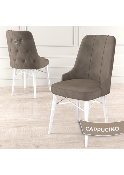 Concept Are Serisi, Mdf 80X132 Açılabilir Beyaz Mermer Desen Yemek Odası Takımı, 4 Sandalye Gümüş Halkalı fırsatları