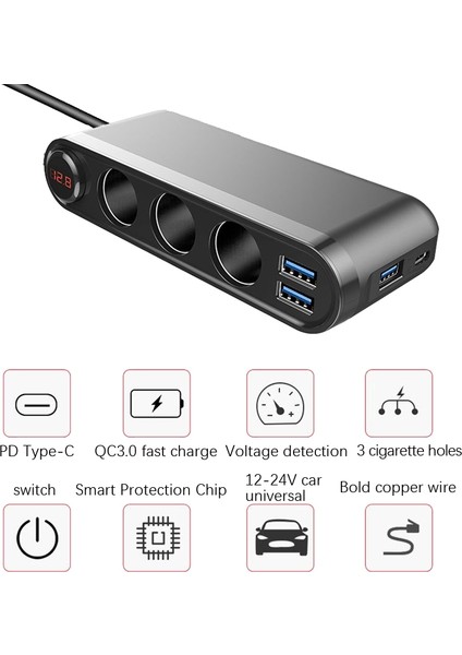 3usb Qc3.0 Hızlı Şarj + Pd 120W Araba Dönüşüm Şarj Cihazı (Yurt Dışından) fırsatları